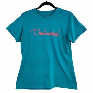 Under Armour Womens Active Top Shirt Blue "Dedicated" Medium M Workout EUC